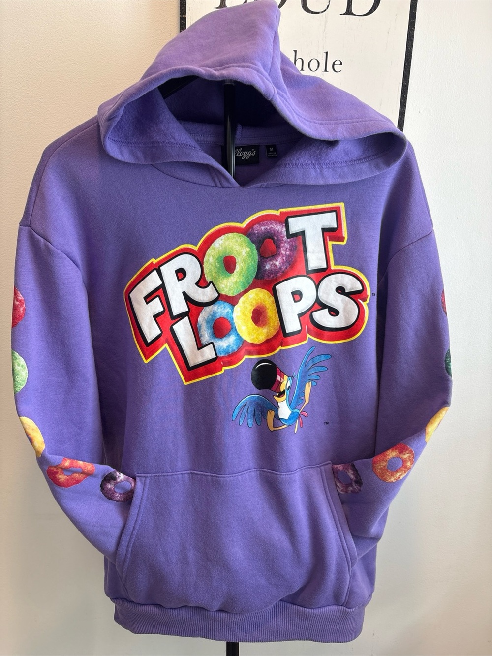 Kellogg's Fruit Loops Purple Unisex Adult pullover hoodie sweatshirt NWOT Size M